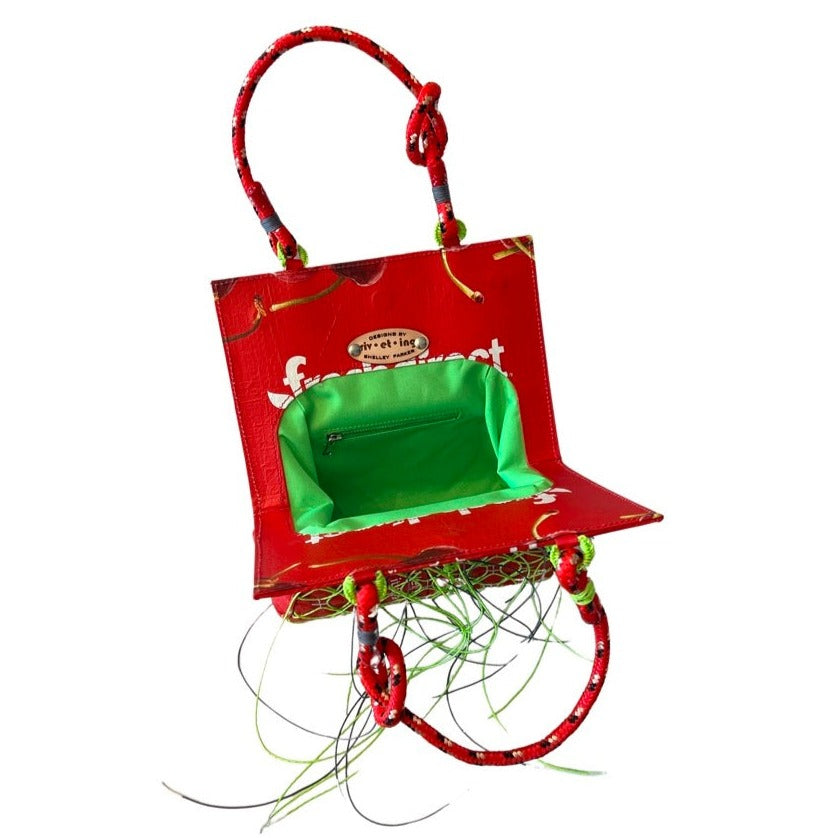 Fresh Direct Upcycle Frame-style Bag (Macramé + Sashiko)